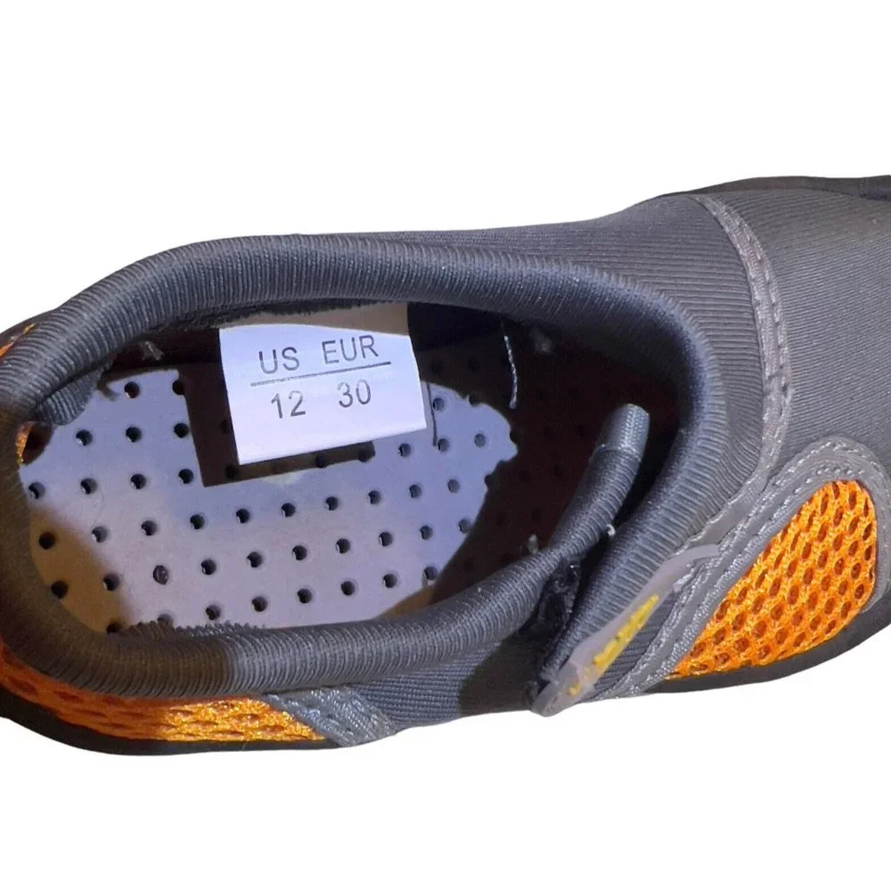 Norty Unisex Barefoot Grey Orange Outdoor Beach sports kids shoes size‎ US 12